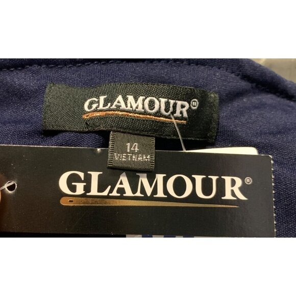 Glamour Women Floral Dress Size 14 Long Sleeve Blue Shift Necklace New - Picture 8 of 10